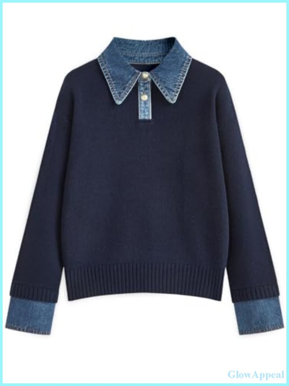 Oversized Knit Sweater Collared V-Neck Button Up Pullover